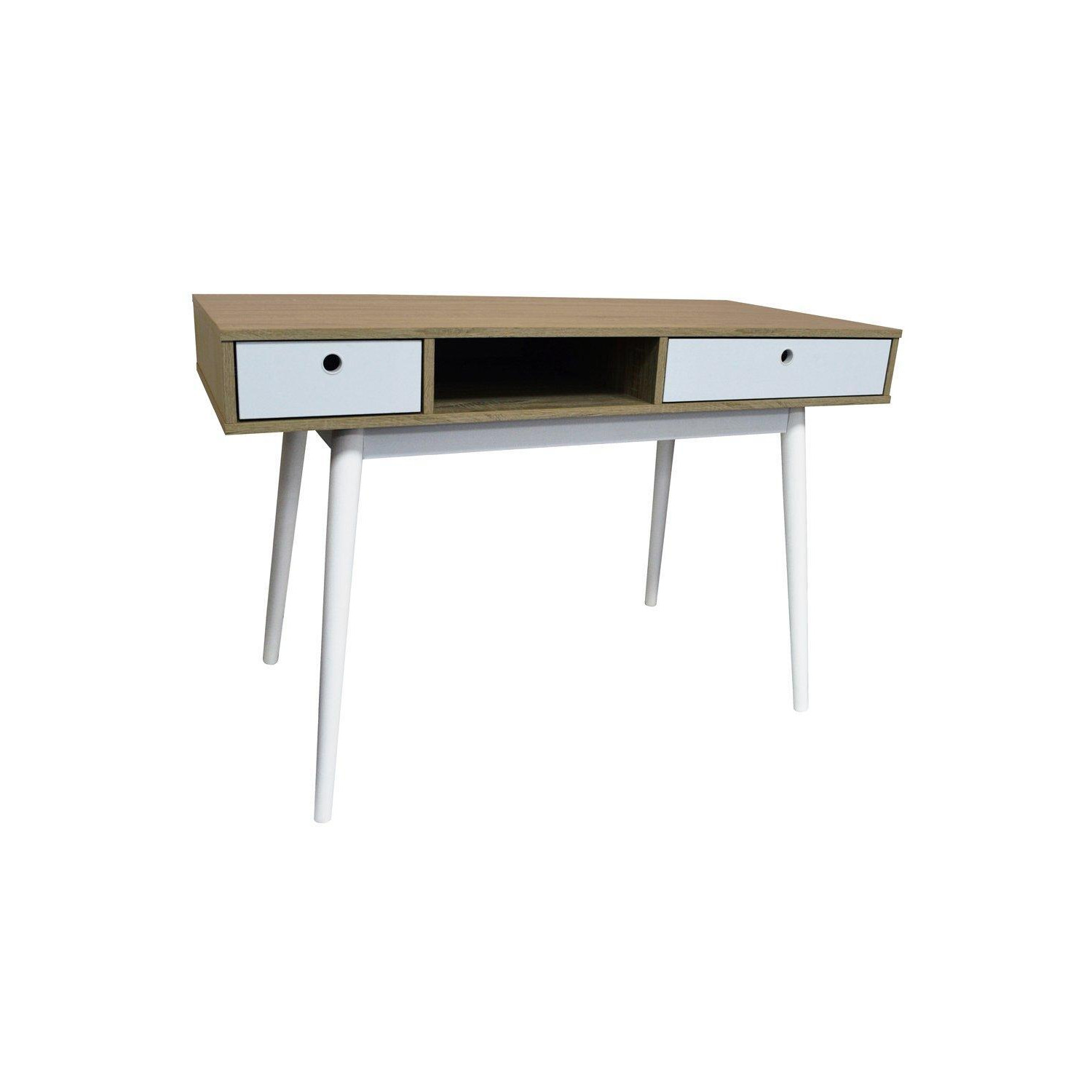 2 Drawer Office Computer Desk  Dressing Table - Oak  White - image 1