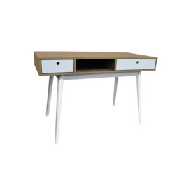 2 Drawer Office Computer Desk  Dressing Table - Oak  White - thumbnail 1