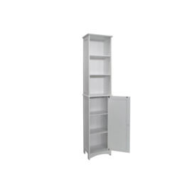 American Cottage  Tall Bathroom Storage Cupboard With Display Shelves  White - thumbnail 2