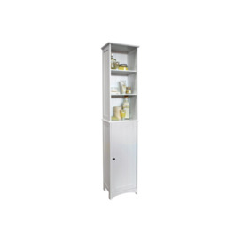 American Cottage  Tall Bathroom Storage Cupboard With Display Shelves  White - thumbnail 1