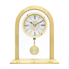 Colney Pendulum Mantel Clock Quartz Brushed Metal & Glass Energy Efficient Movement - thumbnail 2