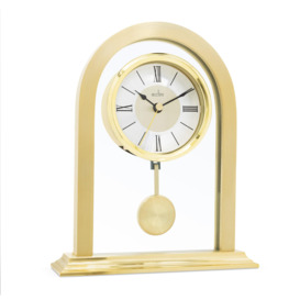 Colney Pendulum Mantel Clock Quartz Brushed Metal & Glass Energy Efficient Movement - thumbnail 3