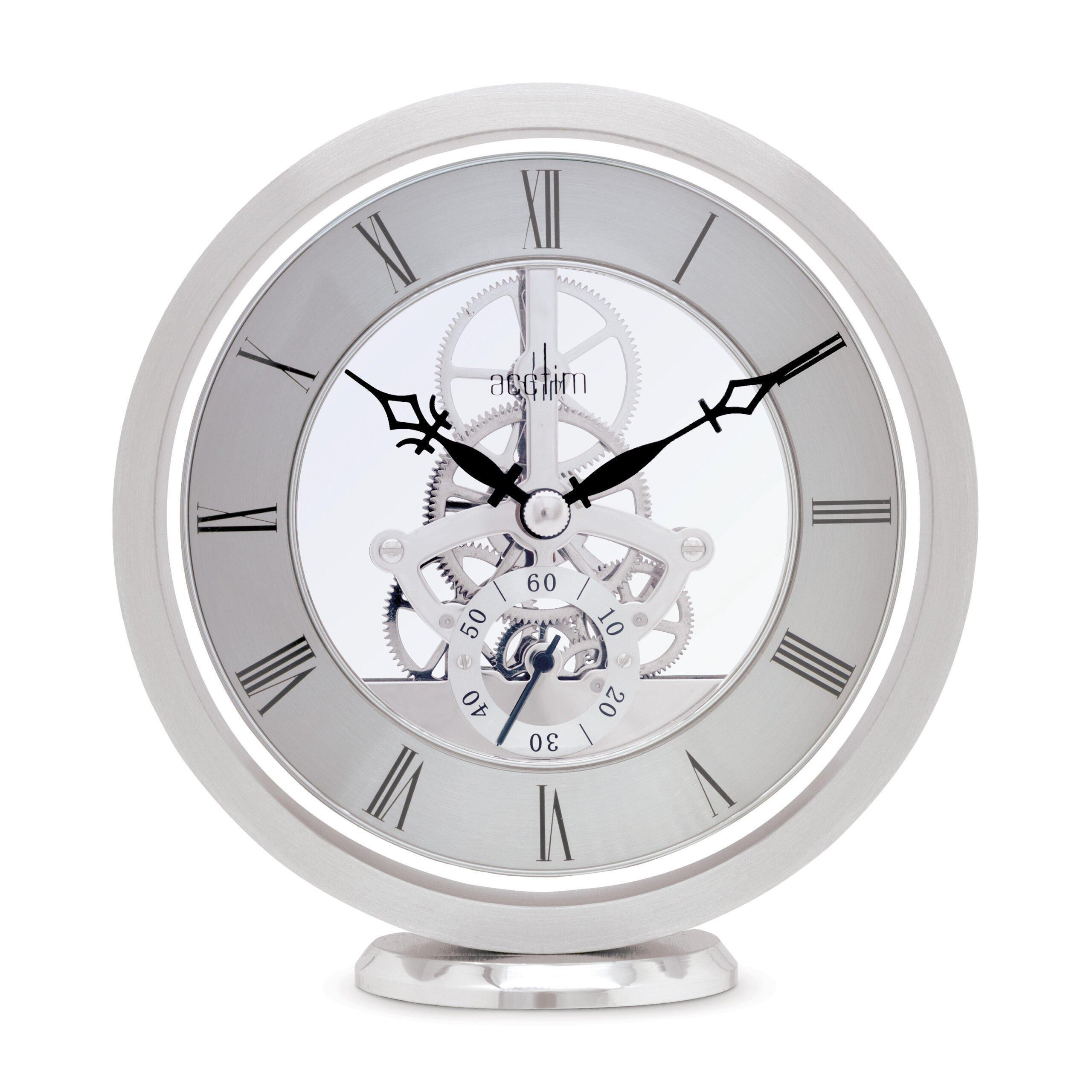 Millenden Mantel Clock Quartz Polished Metal Floating Effect Glass Front - image 1