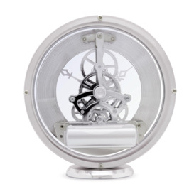 Millenden Mantel Clock Quartz Polished Metal Floating Effect Glass Front - thumbnail 3