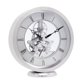 Millenden Mantel Clock Quartz Polished Metal Floating Effect Glass Front - thumbnail 2