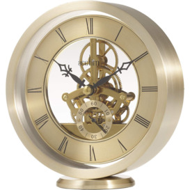 Millenden Mantel Clock Quartz Polished Metal Floating Effect Glass Front - thumbnail 2