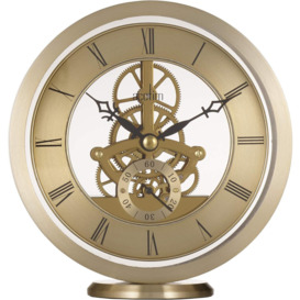 Millenden Mantel Clock Quartz Polished Metal Floating Effect Glass Front - thumbnail 1