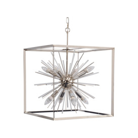 Large Silver Starburst Chandelier E14 40W 8