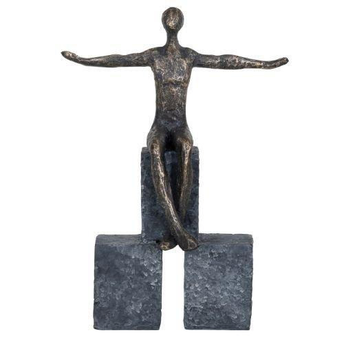 Bronze Blocks Sitting Woman Sculpture - image 1