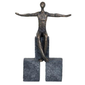 Bronze Blocks Sitting Woman Sculpture - thumbnail 1