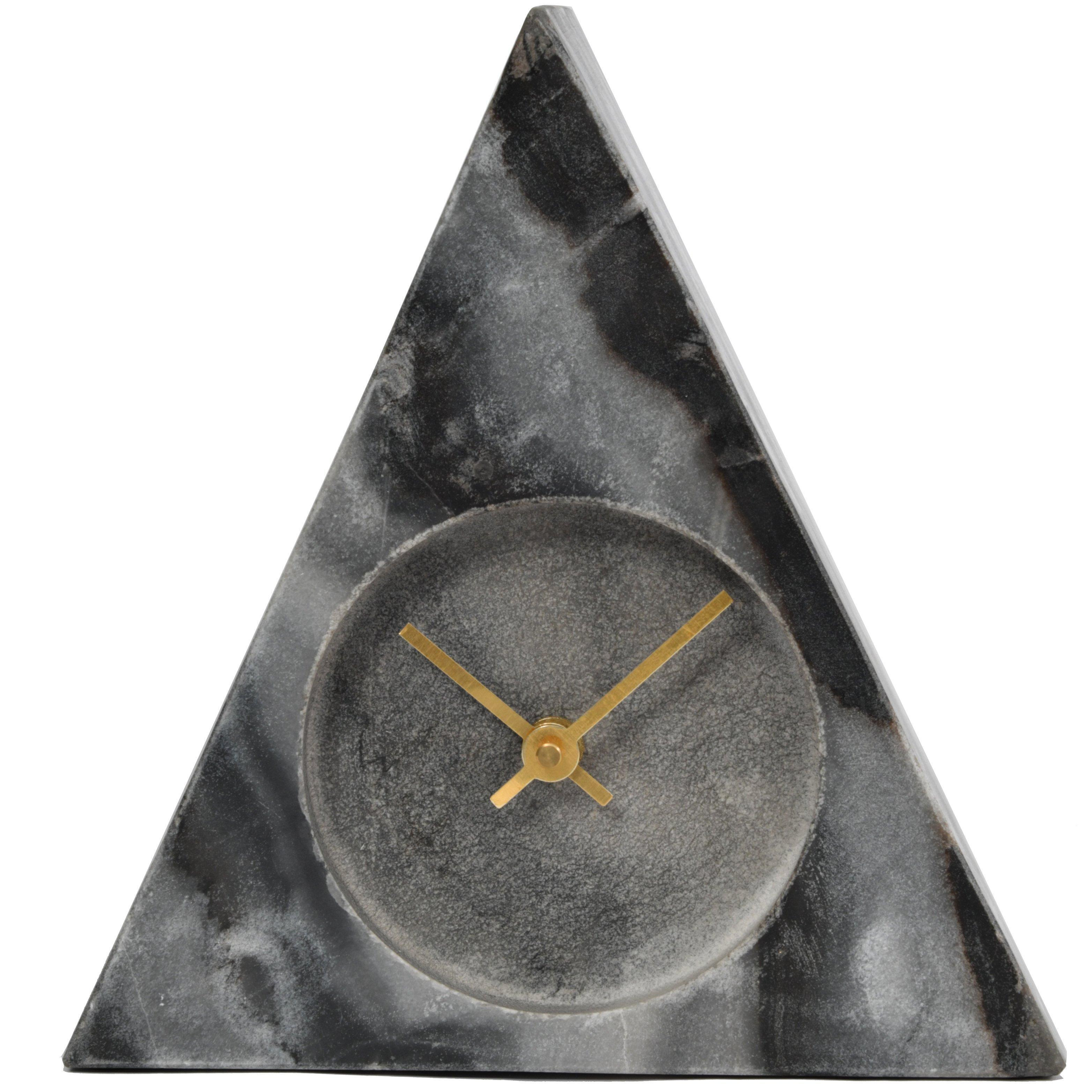 Grey Marble Triangular Mantel Clock - image 1
