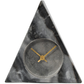 Grey Marble Triangular Mantel Clock - thumbnail 1