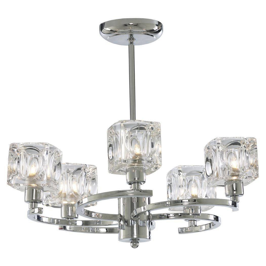 Ice Cube Twist 5 Light Polished Chrome Ceiling Light