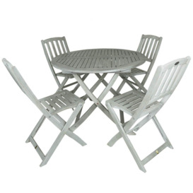 Acacia White Washed Wooden Outdoor Patio Dining Set - 4 Seat - thumbnail 1