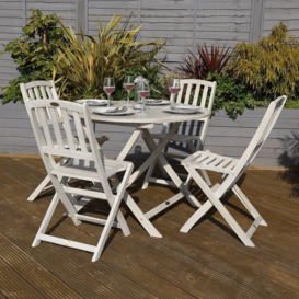 Acacia White Washed Wooden Outdoor Patio Dining Set - 4 Seat - thumbnail 2