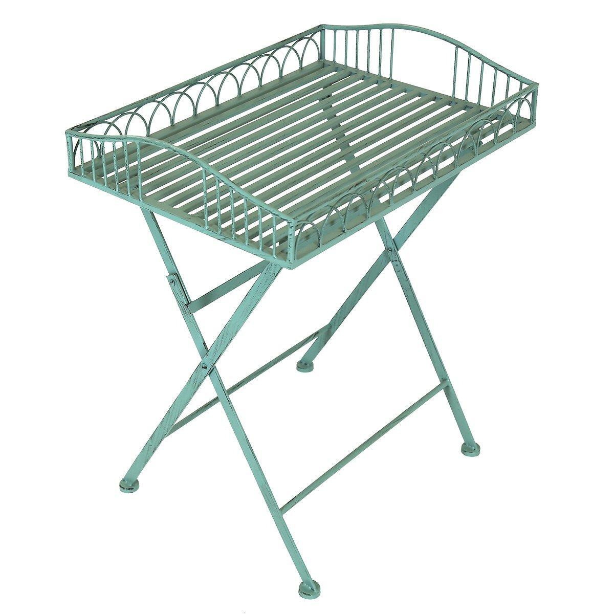 Wrought Decorative Iron Garden Side Table - Sage Green - image 1