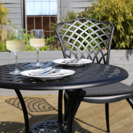 Cast Aluminium Bistro Table and 2 Chairs Set Black Outdoor Table - thumbnail 2