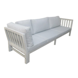 Acacia White Washed Wooden Corner Lounge Set Grey Cushions - thumbnail 3