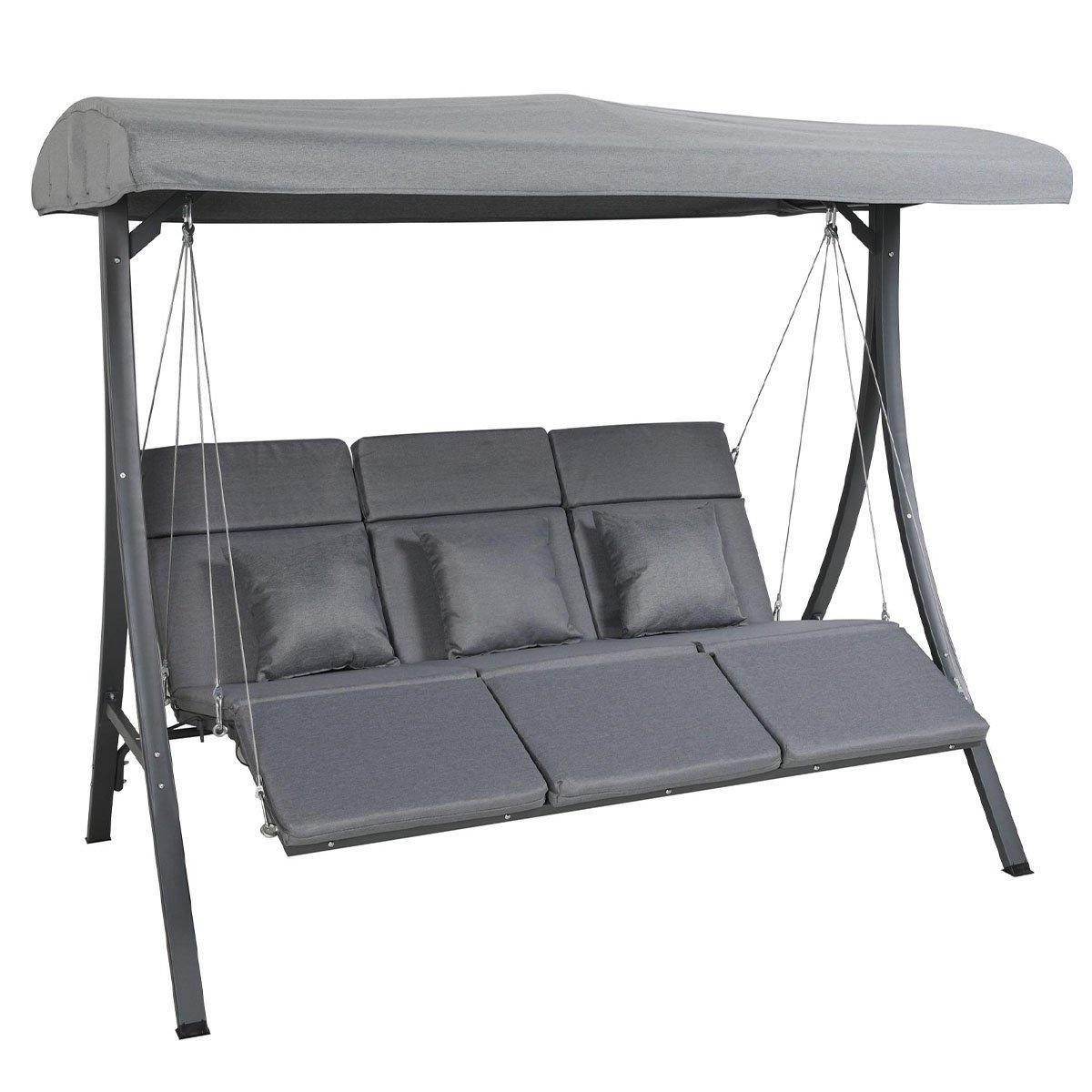 3 Seater Lounger Swing Chair for Garden or Patio - Grey - image 1