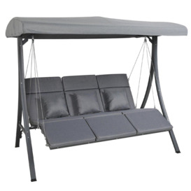 3 Seater Lounger Swing Chair for Garden or Patio - Grey - thumbnail 1