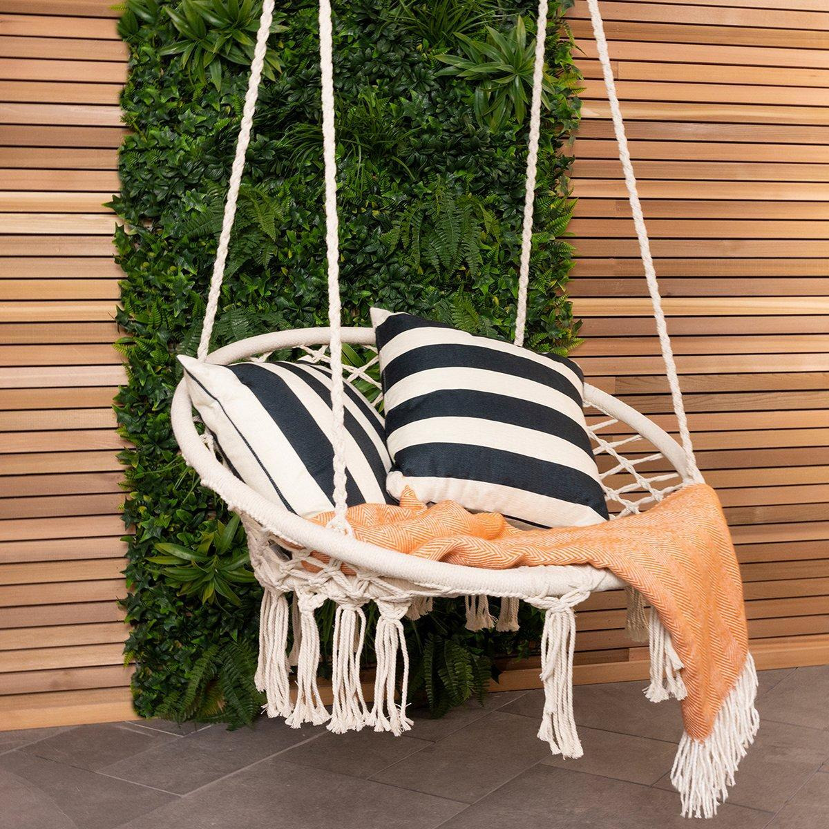 Cotton Woven Hanging Swing Chair / Hammock in Beige - image 1