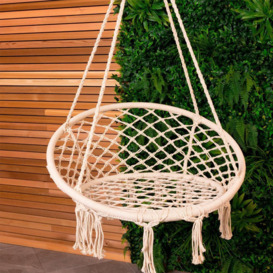 Cotton Woven Hanging Swing Chair / Hammock in Beige - thumbnail 3