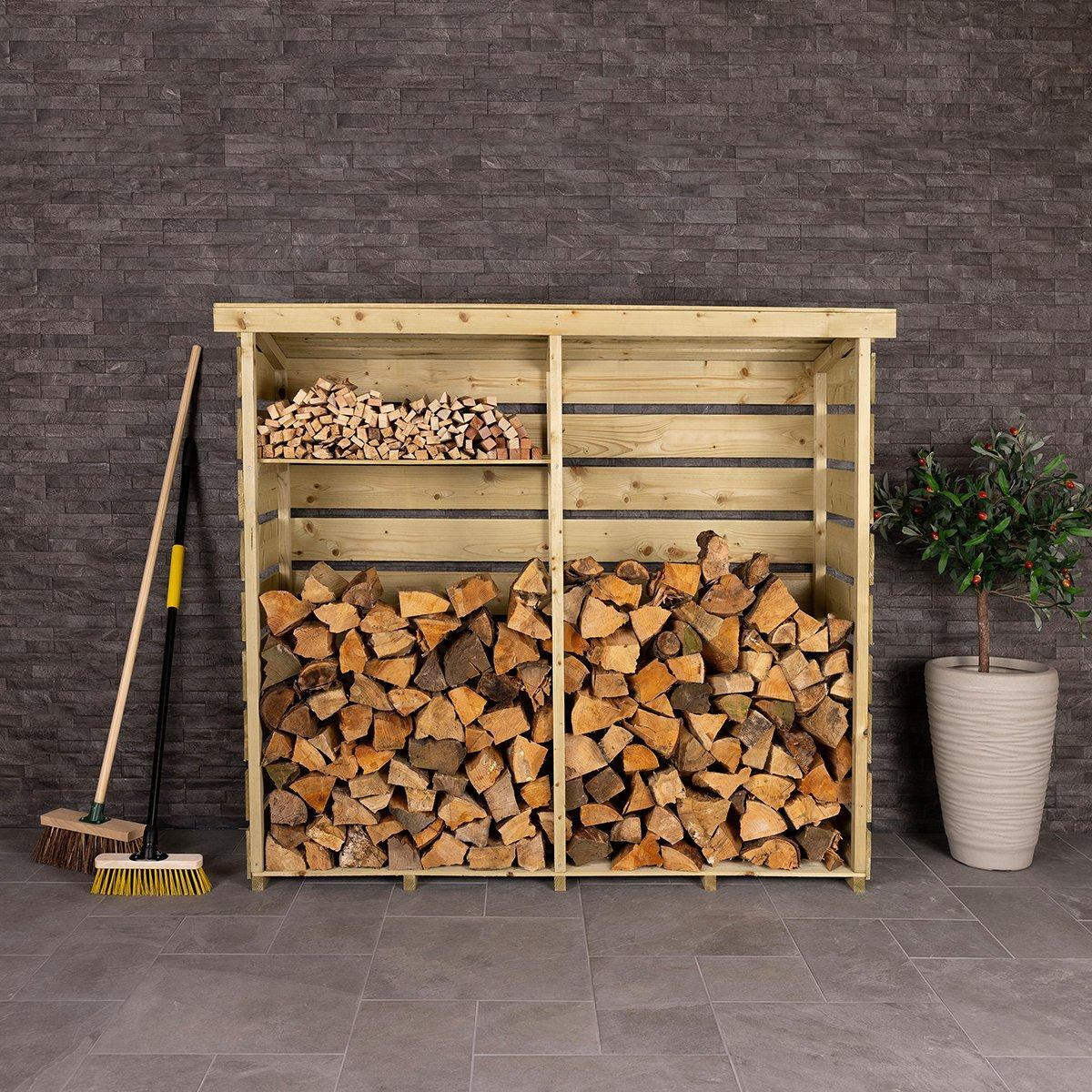 Nordic Spruce Wood Double Log Store Firewood Storage Heavy - image 1