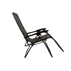 Foldable Reclining Garden Chair Camping Recliner Lounger Grey - thumbnail 3