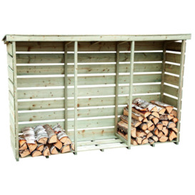 Nordic Spruce Wooden 3 Log Store Firewood Storage Heavy Duty - thumbnail 1