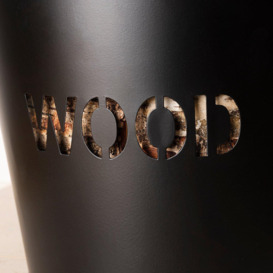 Rowan Leather Handled Fireside Wood Bucket Classic Style Iron Suede - thumbnail 2