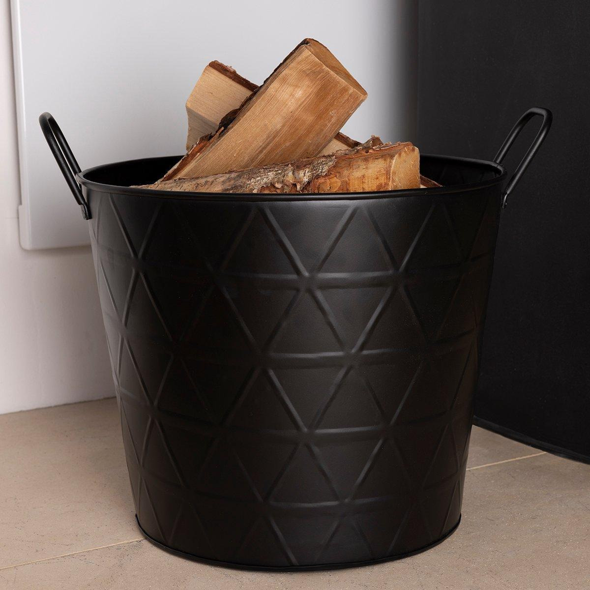 Yew Fireside Log Bucket Contemporary Design Iron Matte Black - image 1