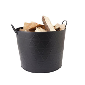 Yew Fireside Log Bucket Contemporary Design Iron Matte Black - thumbnail 3