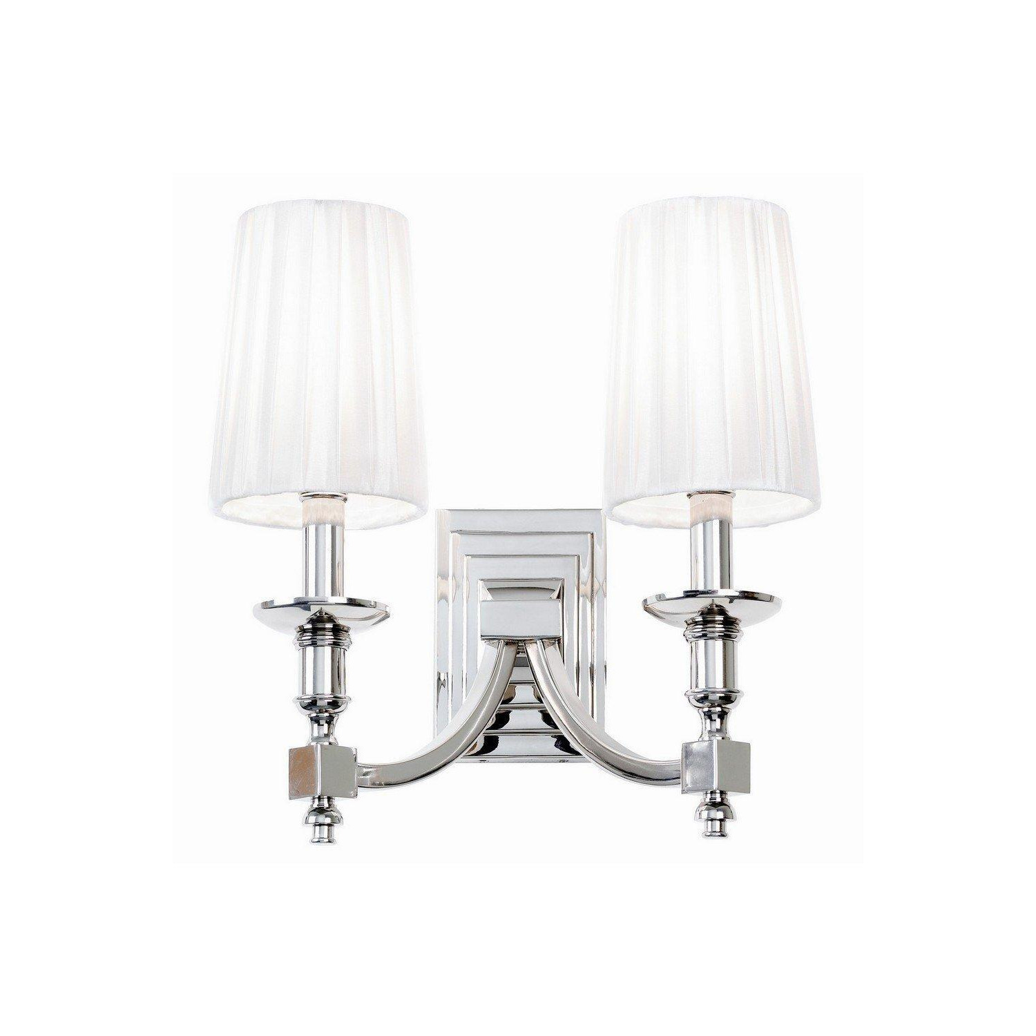 Domina Indoor Candle Wall Lamp Nickel with White Pleated Shades E14 - image 1