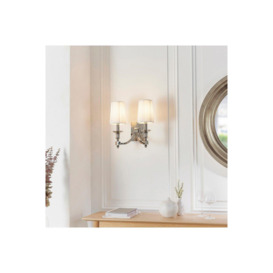 Domina Indoor Candle Wall Lamp Nickel with White Pleated Shades E14 - thumbnail 3