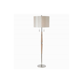 Altesse Floor Lamp Natural Wood Oatmeal Silk Effect E27