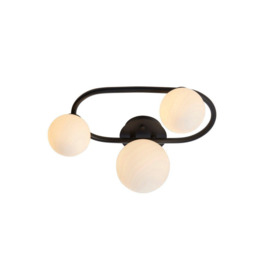 Pulsa Bathroom Globe Semi Flush 3 Lamp Ceiling Light Matt Black IP44