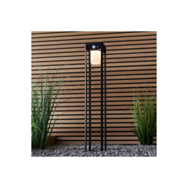 Hallam Modern Solar Powered Dimmable LED Tall Bollard Lamp Textured Black PIR Motion & Day Night Sensors Warm White IP44 - thumbnail 3