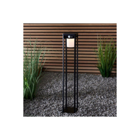 Hallam Modern Solar Powered Dimmable LED Tall Bollard Lamp Textured Black PIR Motion & Day Night Sensors Warm White IP44 - thumbnail 2