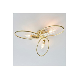 Amari Multi Arm Glass Semi Flush Ceiling Lamp Polished Brass Plate Glass - thumbnail 2