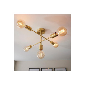 Studio Multi Arm Lamp Semi Flush Ceiling Lamp Satin Brass Plate - thumbnail 3