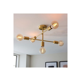 Studio Multi Arm Lamp Semi Flush Ceiling Lamp Satin Brass Plate - thumbnail 2