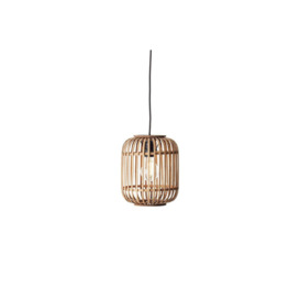 Mathias Single Pendant Ceiling Lamp Natural Bamboo Plywood Matt Black Paint