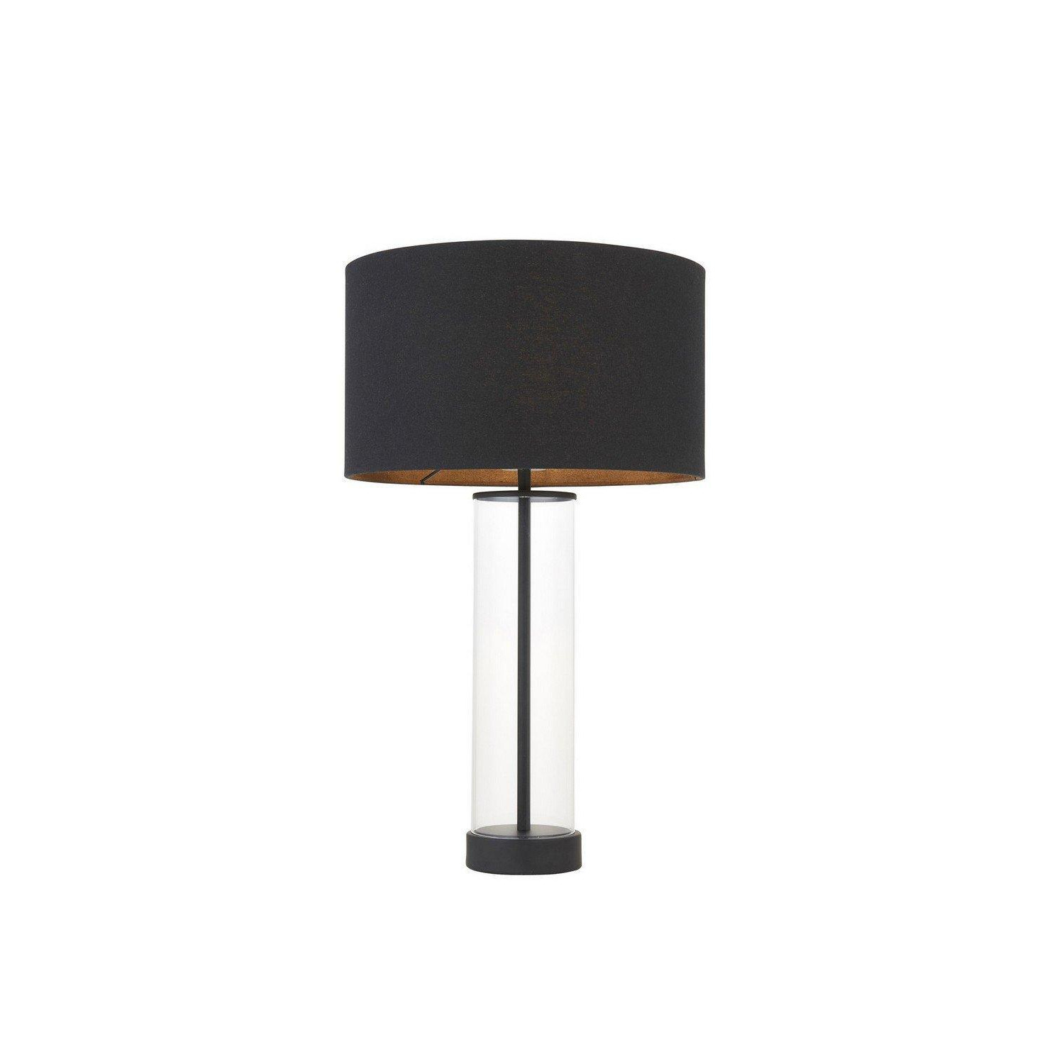 Lessina Complete Table Lamp Matt Black Glass Black Cotton Fabric - image 1