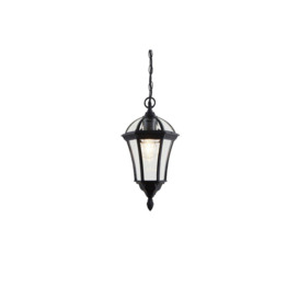 Drayton 1 Light Outdoor Ceiling Lantern Pendant Light Black IP44 E27