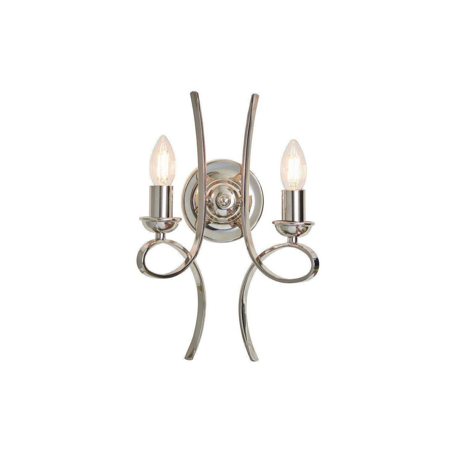 Penn 2 Light Indoor Twin Candle Wall Light Polished Nickel Plate E14 - image 1