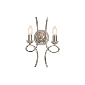 Penn 2 Light Indoor Twin Candle Wall Light Polished Nickel Plate E14 - thumbnail 1