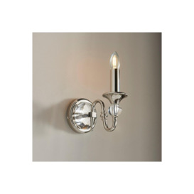 Polina 1 Light Indoor Candle Wall Light Polished Nickel Plate with Crystal E14 - thumbnail 2