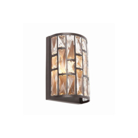 Belle 1 Light Indoor Wall Light Dark Bronze with Crystal E14