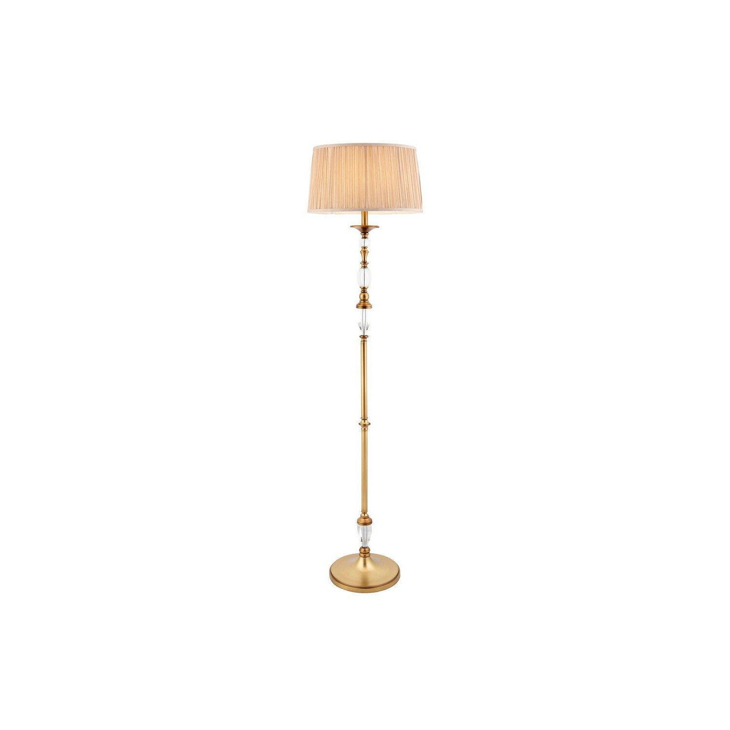 Polina 1 Light Floor Lamp Antique Brass with Beige Shade E27 - image 1