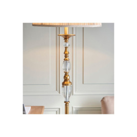 Polina 1 Light Floor Lamp Antique Brass with Beige Shade E27 - thumbnail 3